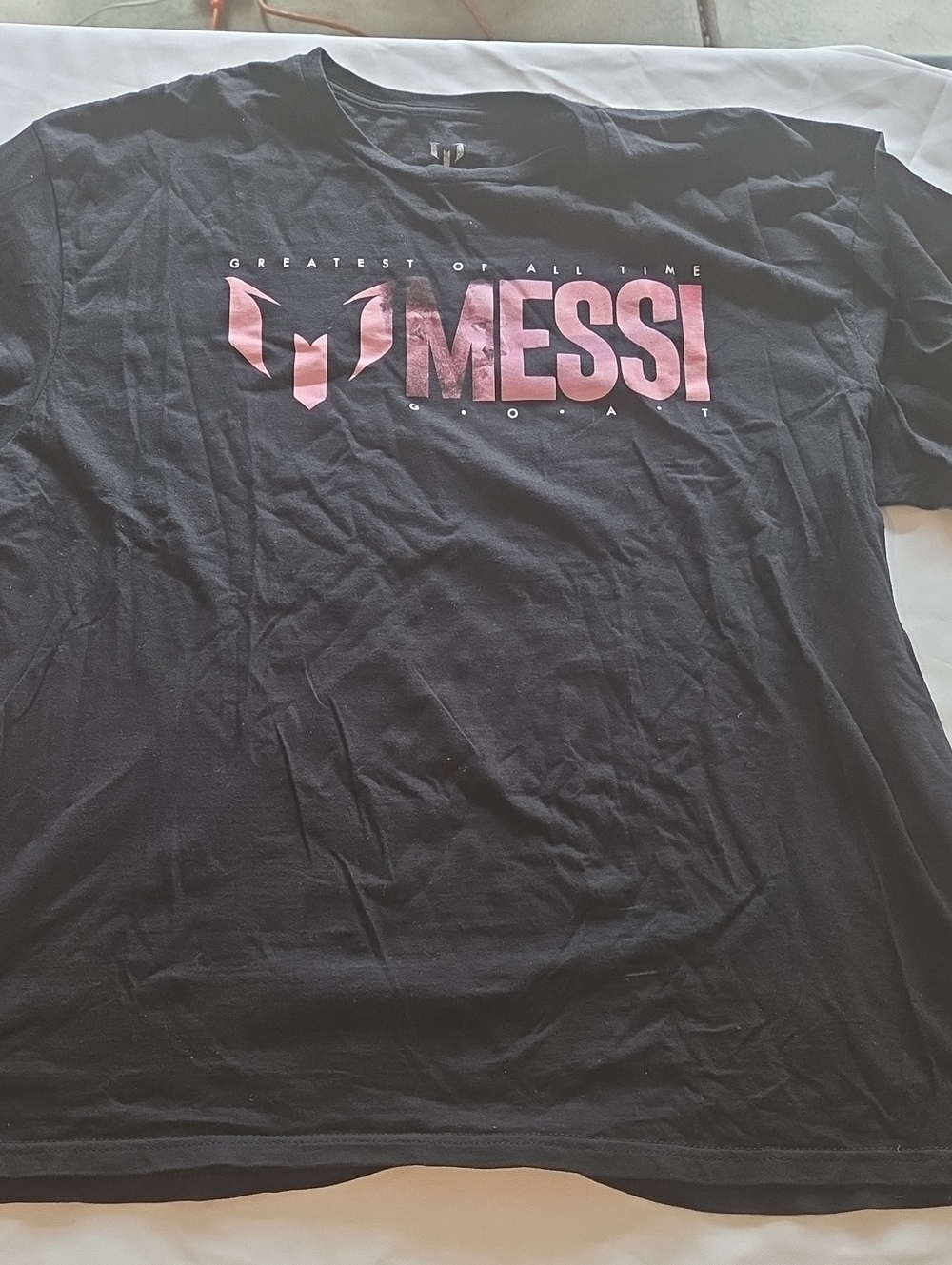 Messi Short Sleeve Graphic Tee - Black with Pink Logo